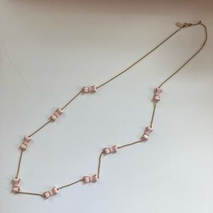 Kate Spade Light Pink and Gold Bow Necklace